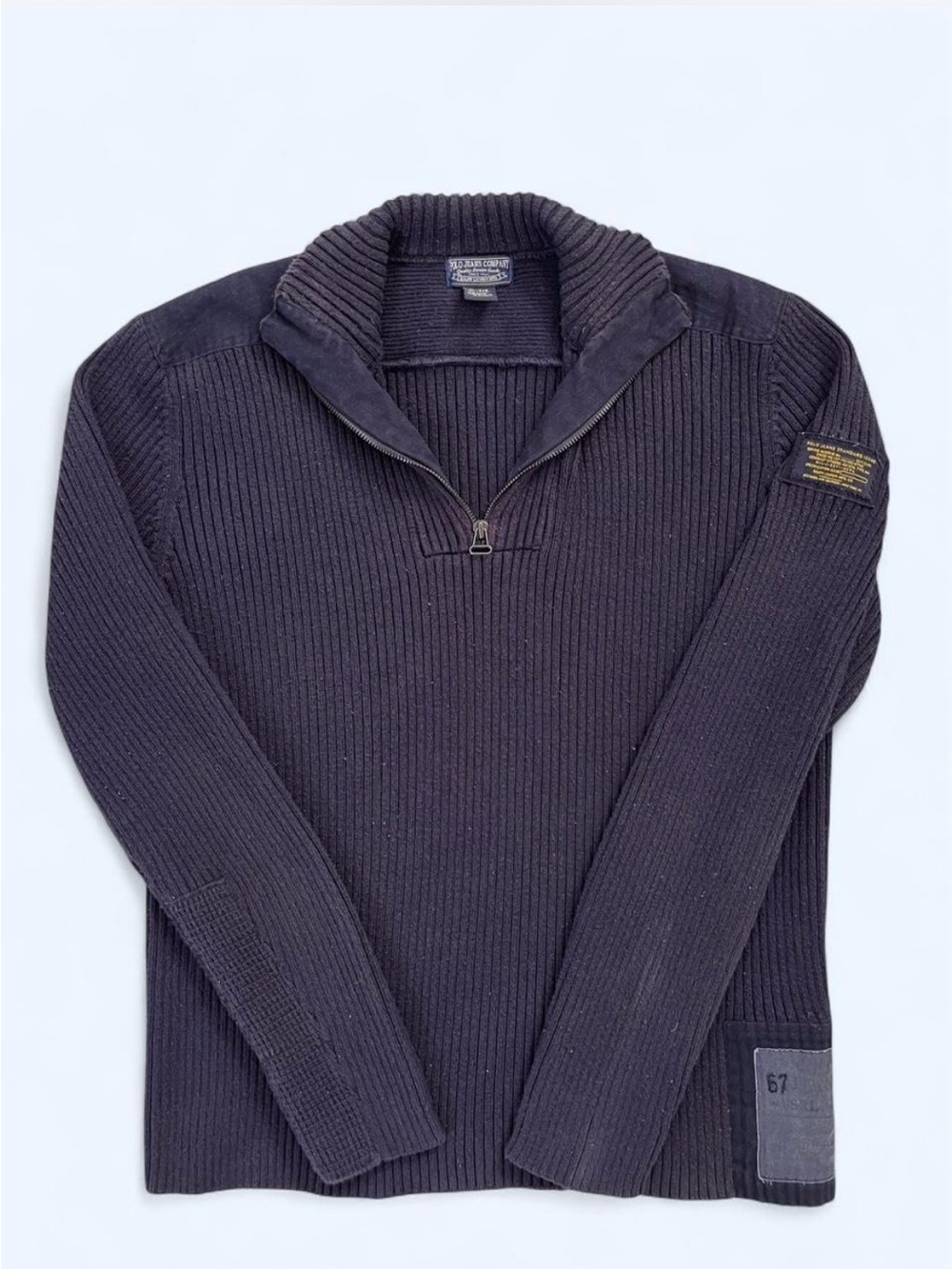 Polo Jeans Company quarter zip navy sweater XL preppy classic nautical coastal